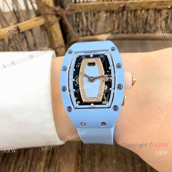 Replica Richard Mille RM037 Automatic Lady Watch Blue Ceramic Rose Gold Crown Replica Richard Mille RM037 Automatic Lady Watch Blue Ceramic Rose Gold Crown