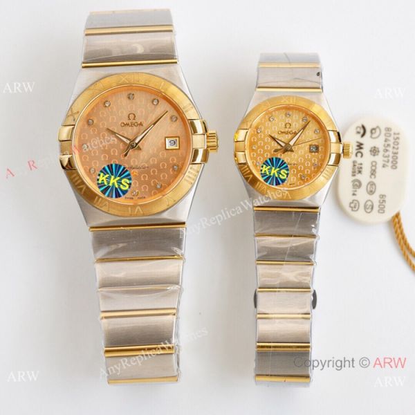 Swiss Quality Omega Double Eagle Couple Watches Copy 2-Tone Champagne Dial Swiss Quality Omega Double Eagle Couple Watches Copy 2-Tone Champagne Dial