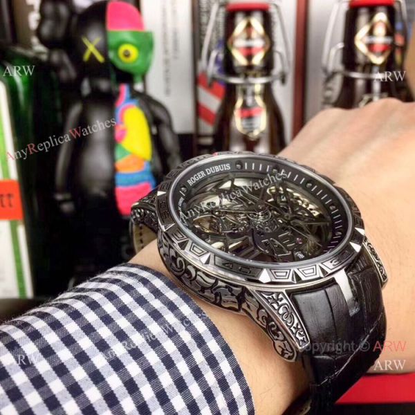 Copy Roger Dubuis Excalibur 46 Tourbillon Watches Rose Gold Tattoo Copy Roger Dubuis Excalibur 46 Tourbillon Watches Rose Gold Tattoo