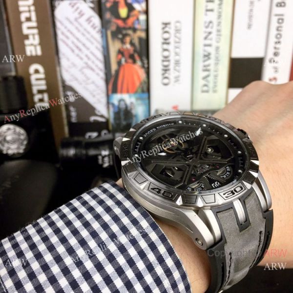 Fake Roger Dubuis Excalibur Lamborghini Huracan Watches Titanium Blue Rubber Band 46mm Fake Roger Dubuis Excalibur Lamborghini Huracan Watches Titanium Blue Rubber Band 46mm