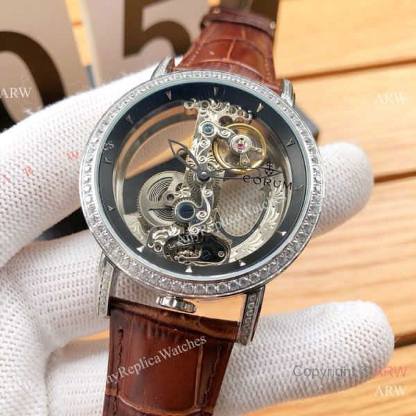 Copy Corum Bridge Transparent Dial Corum Watch Diamond Bezel Rose Gold Copy Corum Bridge Transparent Dial Corum Watch Diamond Bezel Rose Gold