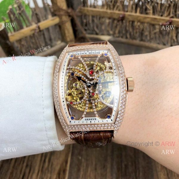 Franck Muller Cintree Curvex Skeleton Rose Gold Diamond Watches Best Replica Franck Muller Cintree Curvex Skeleton Rose Gold Diamond Watches Best Replica