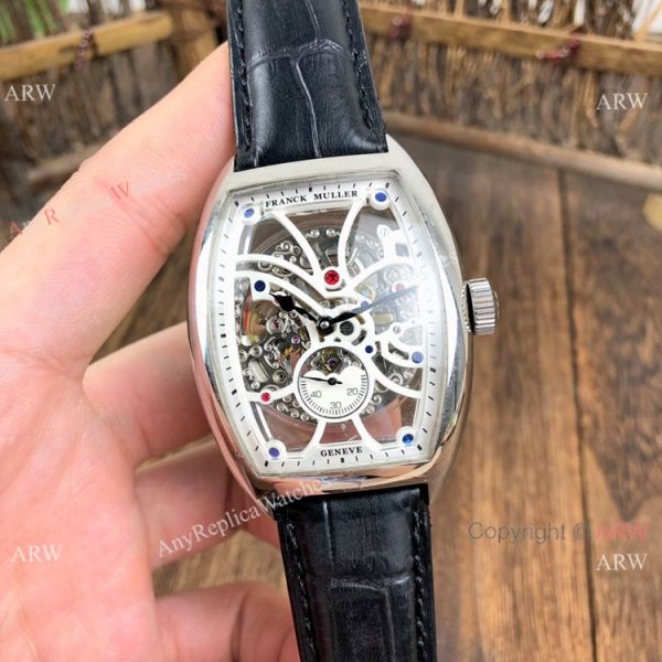Knockoff Franck Muller Cintree Curvex Skeleton Watches SS Diamond Brown Leather Strap Knockoff Franck Muller Cintree Curvex Skeleton Watches SS Diamond Brown Leather Strap