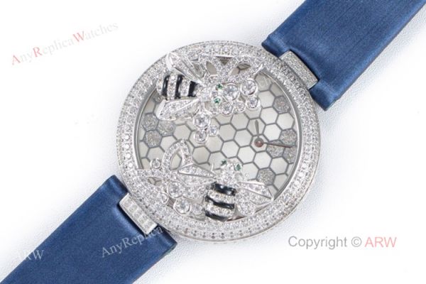 Replica Cartier Bees Decor Swiss Quartz Watch With Cartier Blue Leather Band Replica Cartier Bees Decor Swiss Quartz Watch With Cartier Blue Leather Band