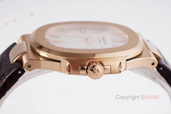 Swiss Replica Patek Philippe Nautilus Watches Rose Gold Case With White Dial Swiss Replica Patek Philippe Nautilus Watches Rose Gold Case With White Dial