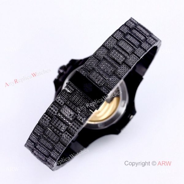 High Quality Replica Iced Out Patek Philippe Nautilus Black Diamonds Automatic Watch 40mm High Quality Replica Iced Out Patek Philippe Nautilus Black Diamonds Automatic Watch 40mm