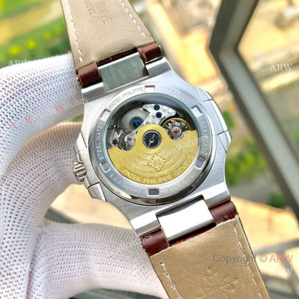 Copy Patek Philippe Nautilus White Face Annual Calendar Watch Brown Leather Strap Copy Patek Philippe Nautilus White Face Annual Calendar Watch Brown Leather Strap