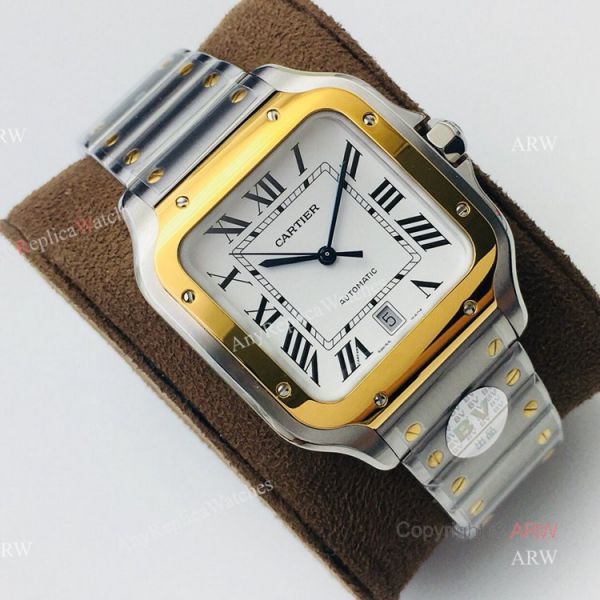 1:1 Copy Cartier Santos Silver Gold Best Replica Watches with SmartLink QuickSwitch Band 1:1 Copy Cartier Santos Silver Gold Best Replica Watches with SmartLink QuickSwitch Band