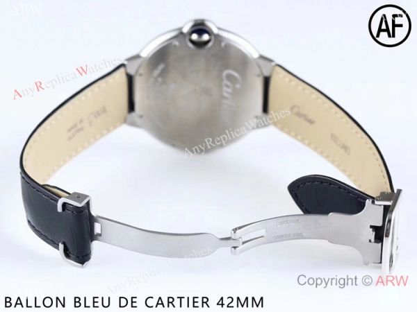 Swiss Replica Cartier Ballon Bleu Watch Black Dial Leather Strap 42mm Swiss Replica Cartier Ballon Bleu Watch Black Dial Leather Strap 42mm
