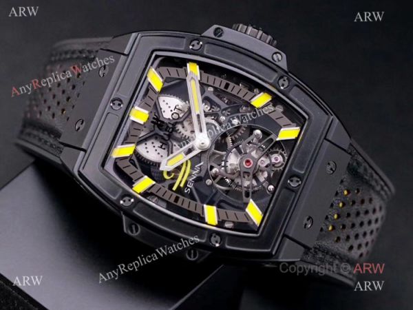Mens Hublot Masterpiece All Black Rubber Band Tourbillon Watch Replica Mens Hublot Masterpiece All Black Rubber Band Tourbillon Watch Replica