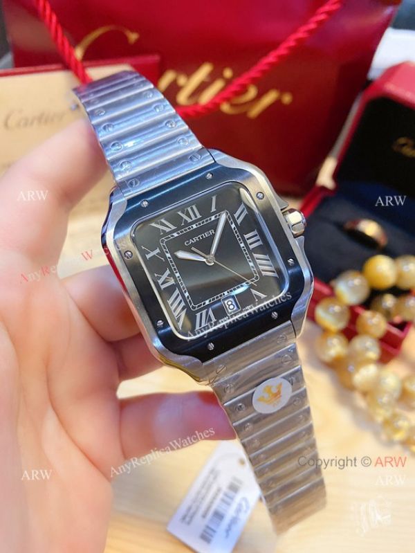 2020 NEW! Copy Cartier Santos de Large Quartz Watch Grey Dial 2020 NEW! Copy Cartier Santos de Large Quartz Watch Grey Dial