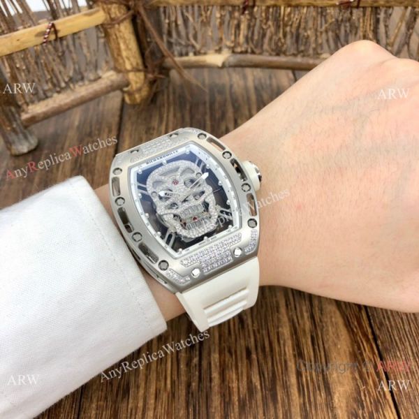 Luxury Replica Richard Mille Diamond Skull RM52-01 Watches Black Rubber Strap Luxury Replica Richard Mille Diamond Skull RM52-01 Watches Black Rubber Strap