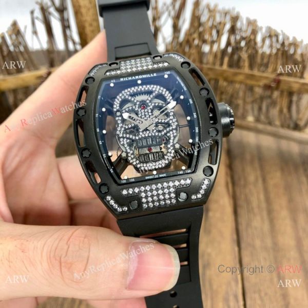 Luxury Replica Richard Mille Skull RM52-01 Watch Black Diamond Luxury Replica Richard Mille Skull RM52-01 Watch Black Diamond