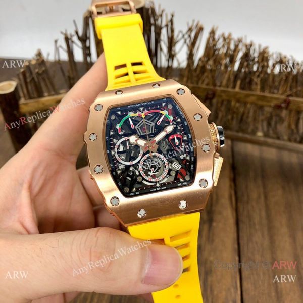 Japan Grade Richard Mille Rose Gold Chronograph Watch 50mm Japan Grade Richard Mille Rose Gold Chronograph Watch 50mm