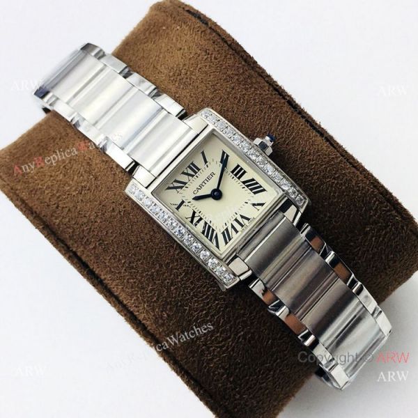 Super Clone Cartier Tank Francaise Cream Dial Diamond bezel Watch Quartz Super Clone Cartier Tank Francaise Cream Dial Diamond bezel Watch Quartz