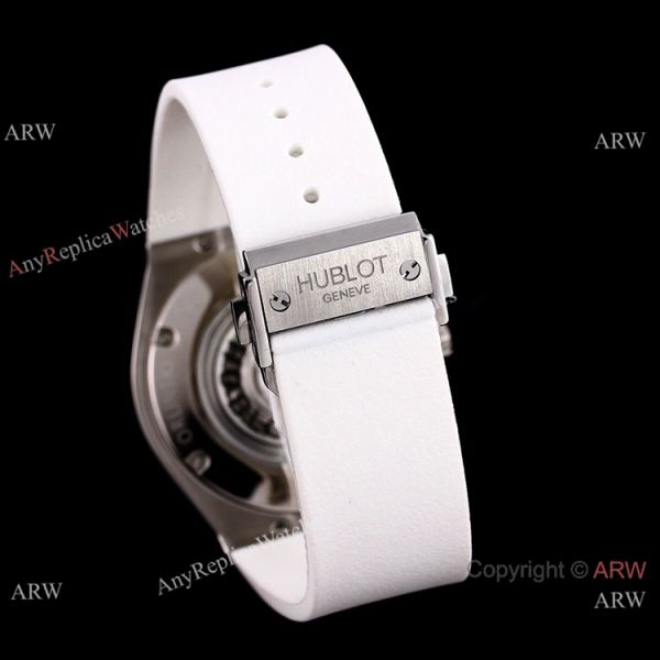 New Style Replica Hublot Sang Bleu Watches White Rubber Strap 45mm New Style Replica Hublot Sang Bleu Watches White Rubber Strap 45mm