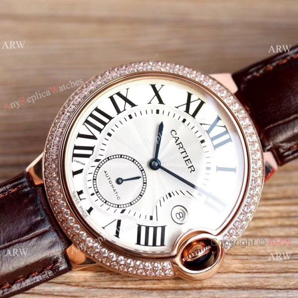 Swiss Fake Cartier Ballon Bleu 42mm XL Watch Rose Gold Diamond Case Swiss Fake Cartier Ballon Bleu 42mm XL Watch Rose Gold Diamond Case