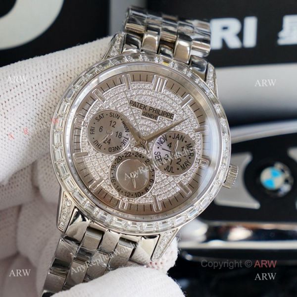 Swiss 9100 Patek Philippe Baguette Diamond Rose Gold Watch Replica 41mm Swiss 9100 Patek Philippe Baguette Diamond Rose Gold Watch Replica 41mm