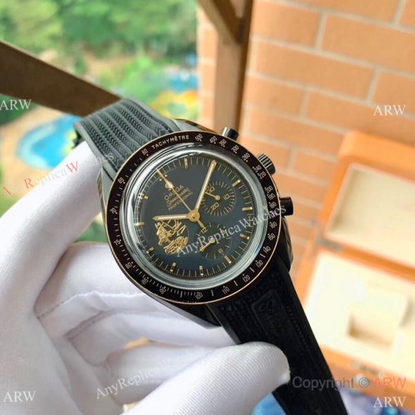 New Style Replica Omega Apollo 11 Chronograph Watch Gold Black New Style Replica Omega Apollo 11 Chronograph Watch Gold Black
