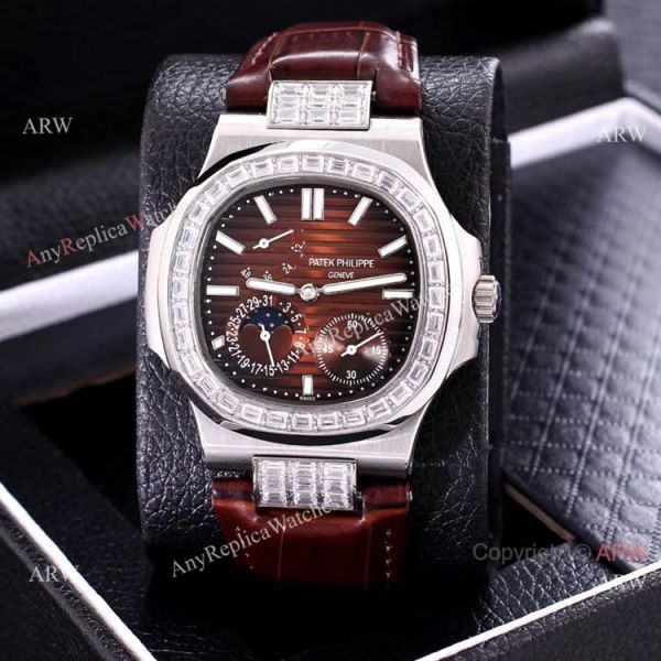 Clone Patek Philippe Nautilus Power Reserve Men Watches Diamond Bezel Gray Face Clone Patek Philippe Nautilus Power Reserve Men Watches Diamond Bezel Gray Face