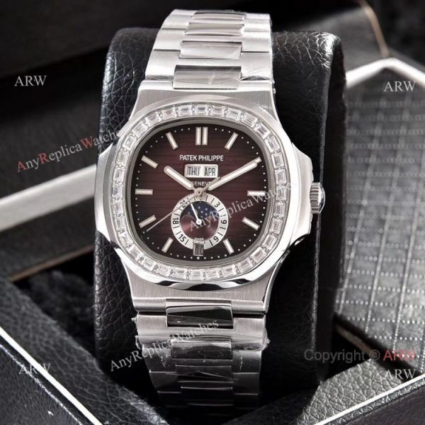 Patek Philippe Annual Calendar Copy Watches Stainless Steel with Diamond 40mm Patek Philippe Annual Calendar Copy Watches Stainless Steel with Diamond 40mm