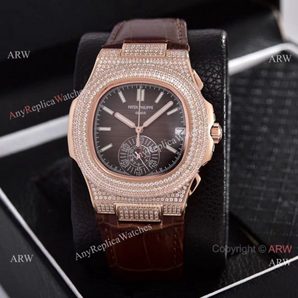 Japan Grade Patek Philippe Nautilus Chronograph Watches Rose Gold Diamond Case Japan Grade Patek Philippe Nautilus Chronograph Watches Rose Gold Diamond Case