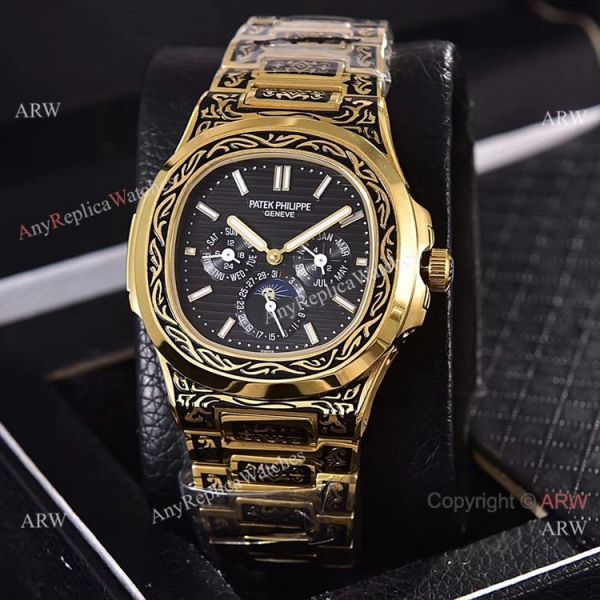 Knockoff Patek Philippe 5740 Nautilus Yellow Gold Engraving 40mm Knockoff Patek Philippe 5740 Nautilus Yellow Gold Engraving 40mm