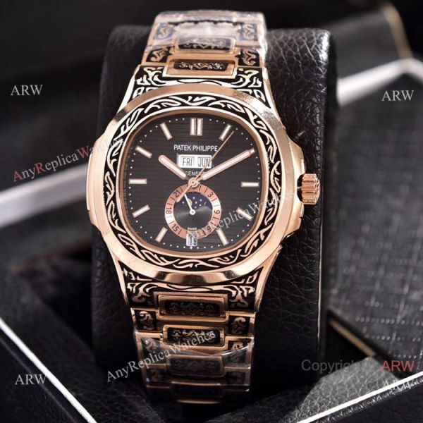 Patek Philippe Annual Calendar Copy Watches Rose Gold Engraving Patek Philippe Annual Calendar Copy Watches Rose Gold Engraving