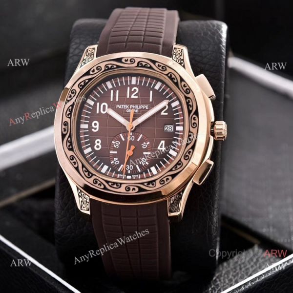 Copy Patek Philippe Aquanaut VK Chronograph Watches Rose Gold Engraving Copy Patek Philippe Aquanaut VK Chronograph Watches Rose Gold Engraving