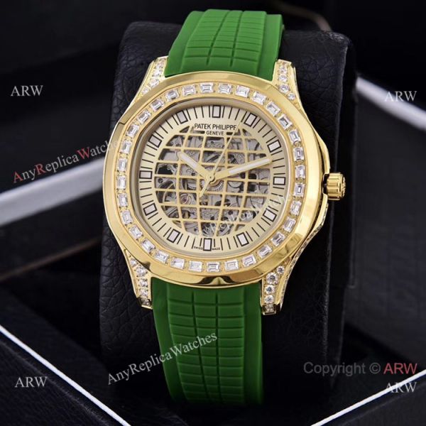 Replica Patek Philippe Aquanaut Watches Brown Hollow Dial Diamond Bezel Replica Patek Philippe Aquanaut Watches Brown Hollow Dial Diamond Bezel