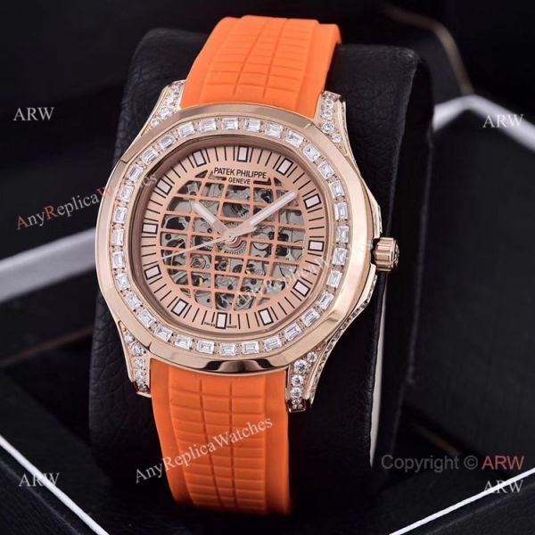 Replica Patek Philippe Aquanaut Diamond Watches Hollow Dial Rose Gold Replica Patek Philippe Aquanaut Diamond Watches Hollow Dial Rose Gold