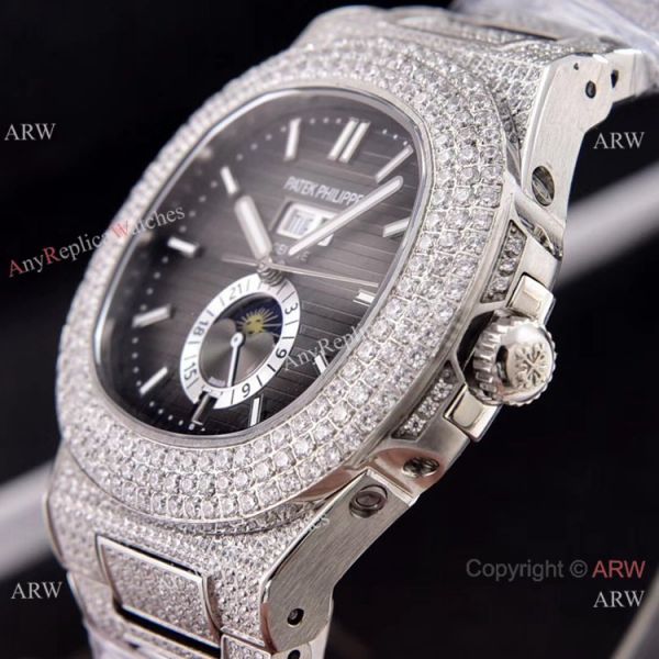 Patek Philippe Annual Calendar Full Diamonds Watches Gray Gradient Face 41mm Patek Philippe Annual Calendar Full Diamonds Watches Gray Gradient Face 41mm