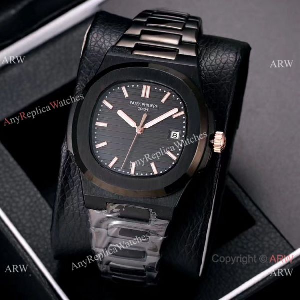 Knockoff Patek Philippe Nautilus All Black Watches Blue Gradient Dial Knockoff Patek Philippe Nautilus All Black Watches Blue Gradient Dial