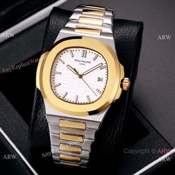 Knockoff Patek Philippe Nautilus 40mm Watches Two Tone Gray Dial Knockoff Patek Philippe Nautilus 40mm Watches Two Tone Gray Dial