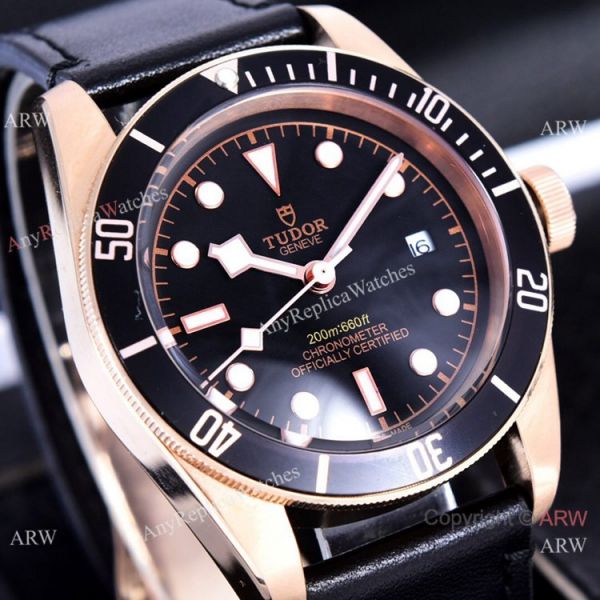 Copy Tudor Heritage Black Bay Watches Rose Gold Black Leather Strap 41mm Copy Tudor Heritage Black Bay Watches Rose Gold Black Leather Strap 41mm