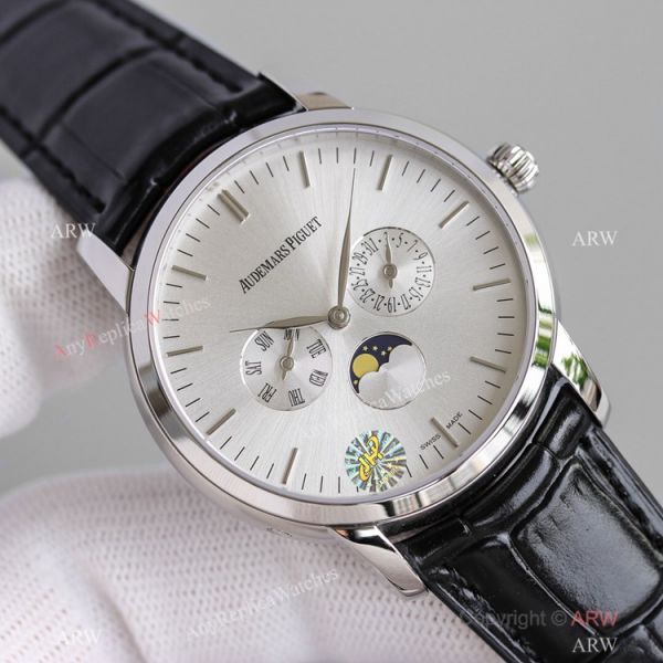 Swiss Copy Audemars Piguet Jules Audemars Silver Dial Watches with Moonpnase Swiss Copy Audemars Piguet Jules Audemars Silver Dial Watches with Moonpnase
