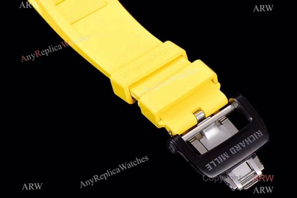 KV Factory Richard Mille RM-011 Yellow Storm Flyback Chronograph Watch Carbon NTPT Yellow Rubber Strap KV Factory Richard Mille RM-011 Yellow Storm Flyback Chronograph Watch Carbon NTPT Yellow Rubber Strap