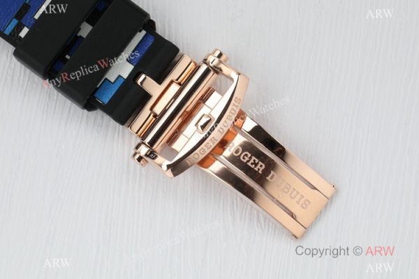 2021 New! BBR Factory Roger Dubuis Excalibur Skeleton Flying Tourbillon Watch Rose Gold Blue Rubber Strap 2021 New! BBR Factory Roger Dubuis Excalibur Skeleton Flying Tourbillon Watch Rose Gold Blue Rubber Strap