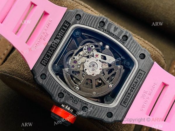 RM Factory Swiss Richard Mille RM 35-02 Rafael Nadal Watch Carbon NTPT Case Pink Rubber Strap RM Factory Swiss Richard Mille RM 35-02 Rafael Nadal Watch Carbon NTPT Case Pink Rubber Strap