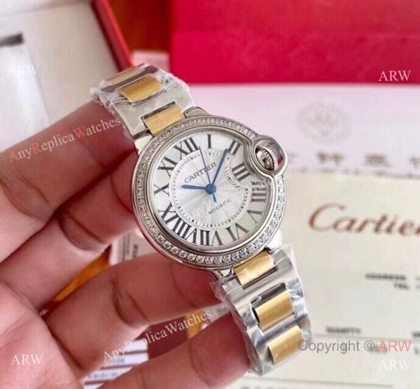 Copy Cartier Ballon Bleu Couple Watches Two Tone Diamond Automatic Movement Copy Cartier Ballon Bleu Couple Watches Two Tone Diamond Automatic Movement