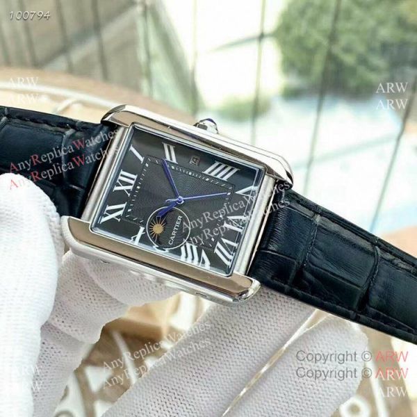Replica Cartier Tank Moonphase Watches Leather Strap Replica Cartier Tank Moonphase Watches Leather Strap