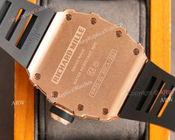 (RM Factory) Rose Gold Richard Mille RM35-01 Replica Watch With Diamonds (RM Factory) Rose Gold Richard Mille RM35-01 Replica Watch With Diamonds