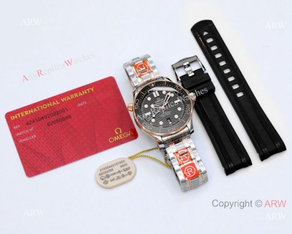 2021 Latest Swiss Grade Copy Omega Seamaster Diver 300M 42mm Watch Two Tone Rose Gold OR 8800 Movement 2021 Latest Swiss Grade Copy Omega Seamaster Diver 300M 42mm Watch Two Tone Rose Gold OR 8800 Movement