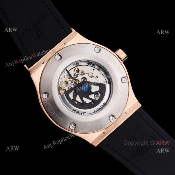 Stainless Steel Hublot Classic Fusion 42mm White Dial White Leather Strap Watch Replica Stainless Steel Hublot Classic Fusion 42mm White Dial White Leather Strap Watch Replica