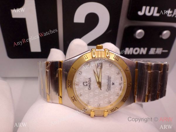 Copy Omega Constellation Two Tone White MOP Dial Watch Men Copy Omega Constellation Two Tone White MOP Dial Watch Men