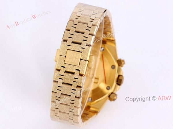 New Audemars Piguet Royal Oak Frosted Gold 41mm Green Dial Chronograph Watch Replica New Audemars Piguet Royal Oak Frosted Gold 41mm Green Dial Chronograph Watch Replica