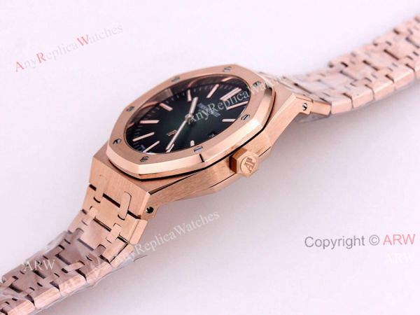 New Audemars Piguet Royal Oak 41 Rose Gold Green Dial Knockoff Watch Automatic New Audemars Piguet Royal Oak 41 Rose Gold Green Dial Knockoff Watch Automatic