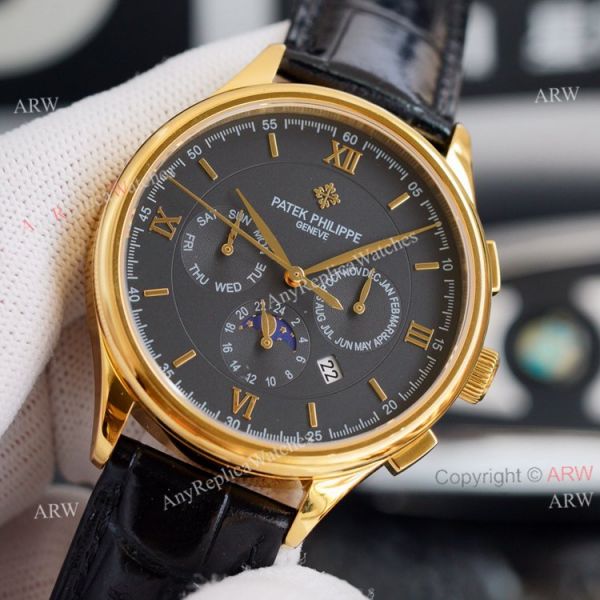 Swiss Replica Patek Philippe Moonphase Gold Grand Complications 9100 Automatic Watch White Face Swiss Replica Patek Philippe Moonphase Gold Grand Complications 9100 Automatic Watch White Face