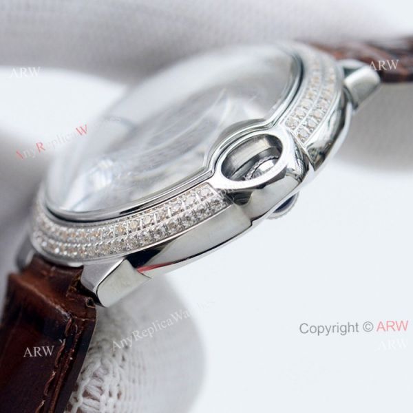 Swiss Quality Knockoff Cartier Ballon Bleu 36mm Automatic Watch With Diamond Bezel Black Leather Strap Swiss Quality Knockoff Cartier Ballon Bleu 36mm Automatic Watch With Diamond Bezel Black Leather Strap