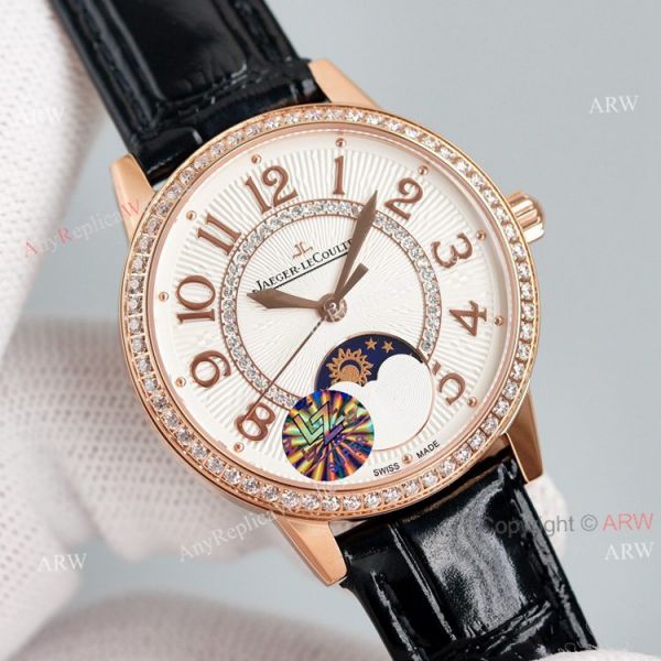 Best Copy White Face Jaeger Lecoultre Rendez-Vous Ladies Watch With Diamonds Blue Leather Strap Best Copy White Face Jaeger Lecoultre Rendez-Vous Ladies Watch With Diamonds Blue Leather Strap
